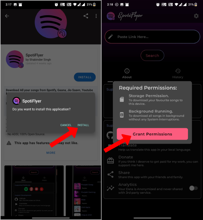 разрешение для spotiflyer