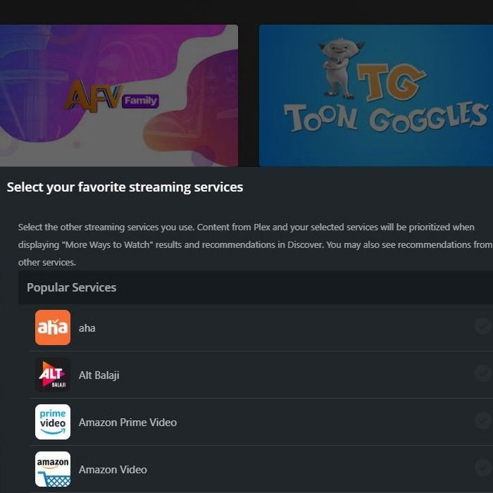 Plex Streaming Services Select