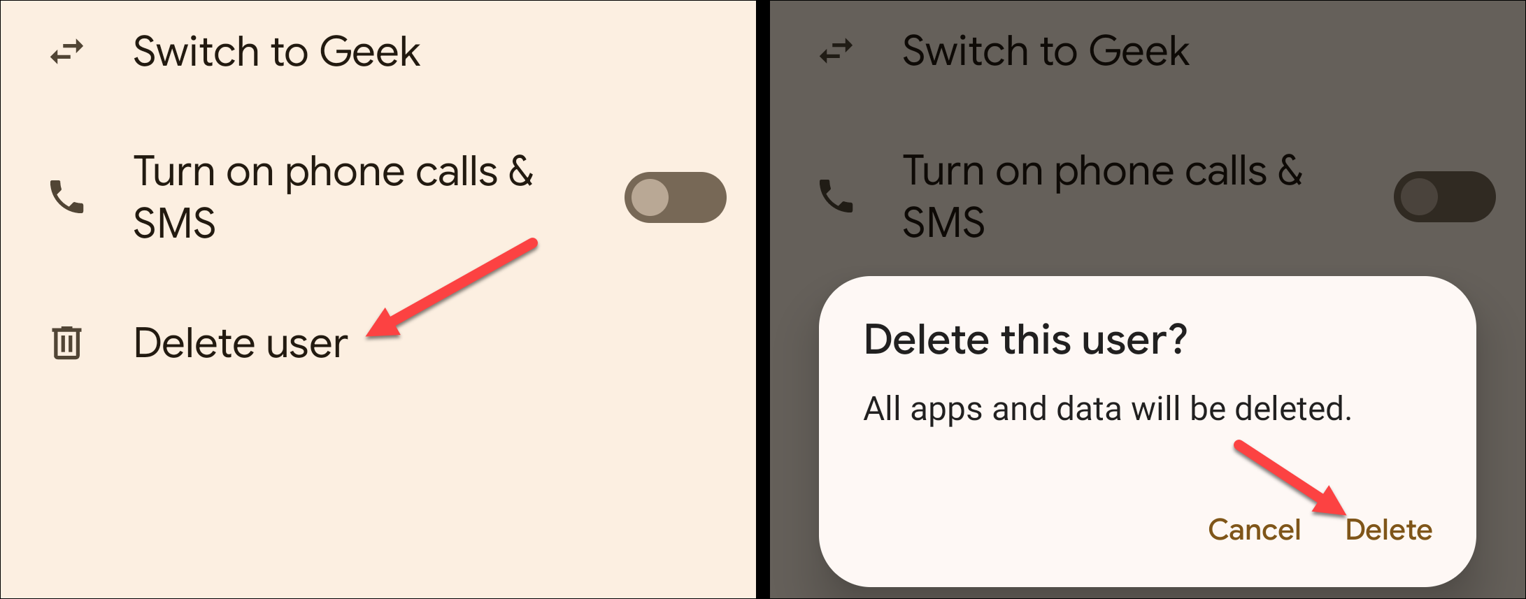 Подтвердите удаление профиля.