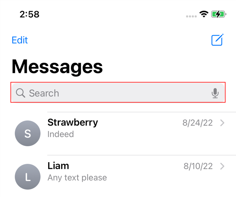 Поиск SMS и iMessage на iPhone