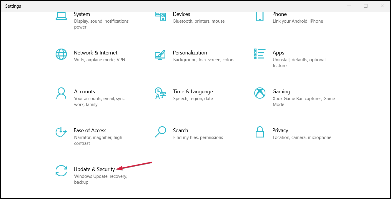 Настройки Windows Обновление и безопасность