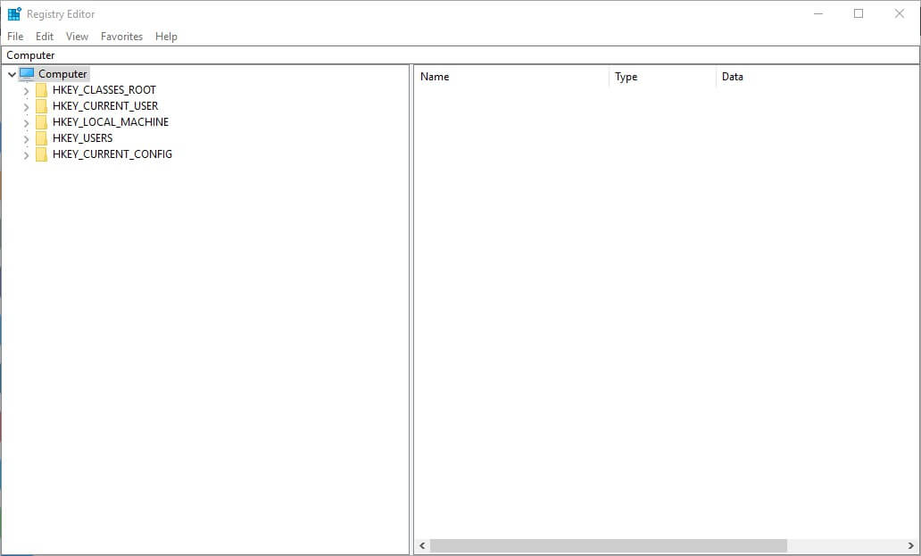 Окно запуска regedit в Windows 10