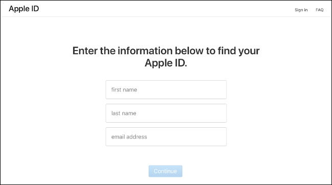 Страница восстановления Apple ID на iforgot.apple.com