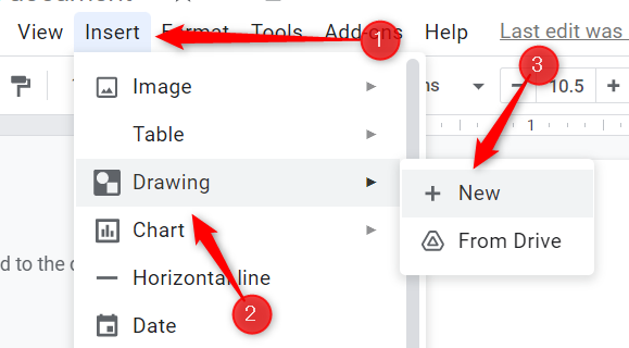 Меню: Вставка → Рисунок → Создать