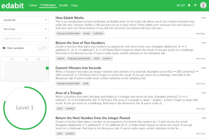 Скриншот интерфейса Edabit с задачей и редактором кода