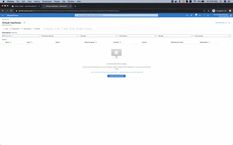 Поля настройки Resource group и имени виртуальной машины