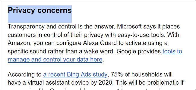 Выделение заголовка в документе