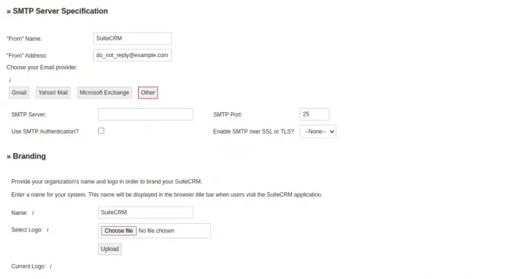 Настройки SMTP