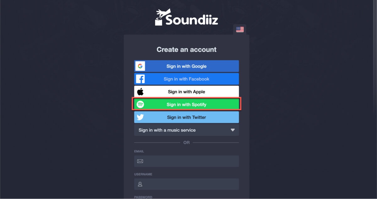 Вход через Spotify для передачи плейлистов