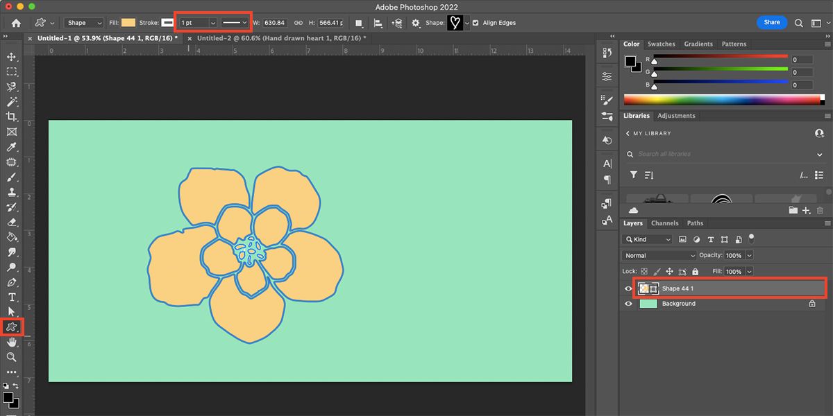 Параметры обводки в Photoshop