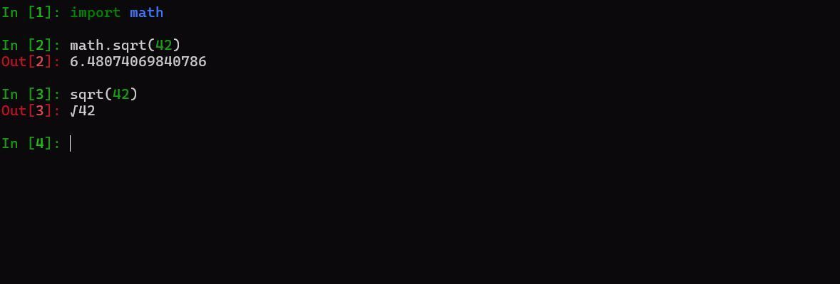 Квадратный корень в библиотеке math и его символьное представление в SymPy в iPython