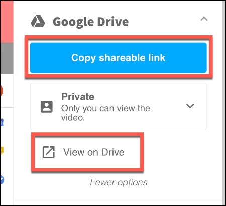 Просмотр записи в Google Drive или копирование ссылок на видео из Screencastify