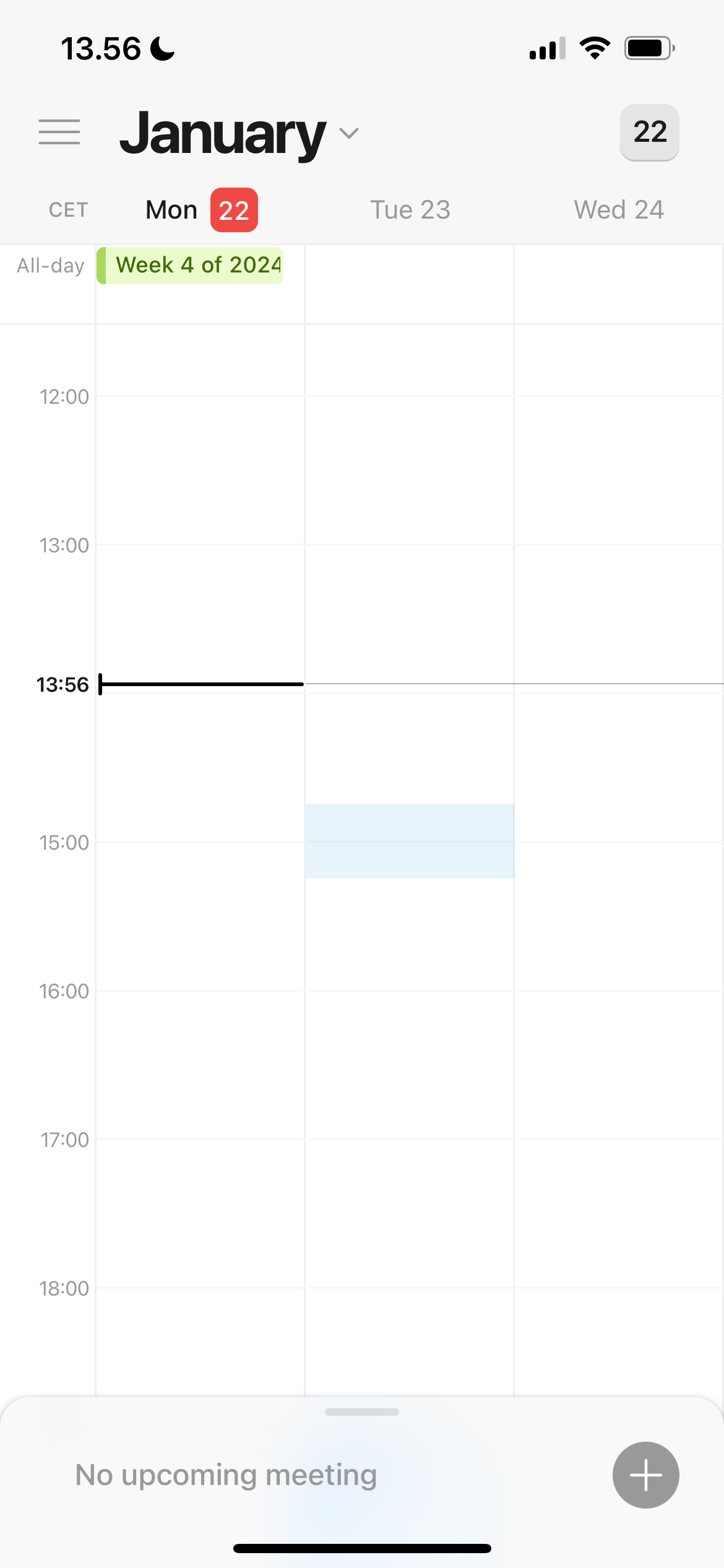 Создание нового события в Notion Calendar с помощью +