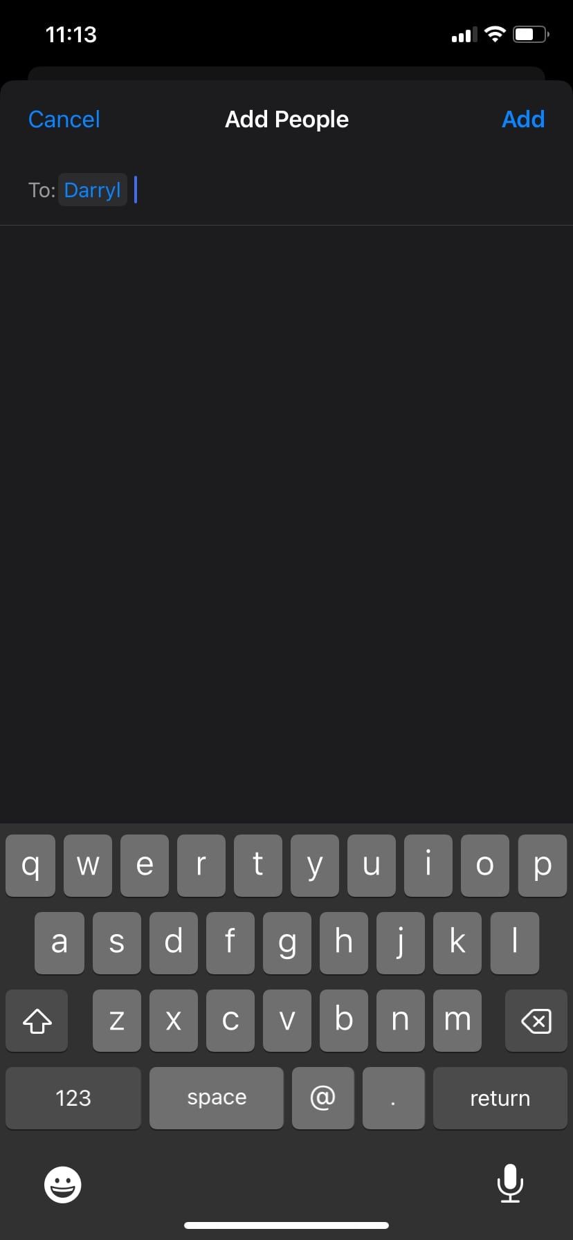 iPhone New Shared Group Add People