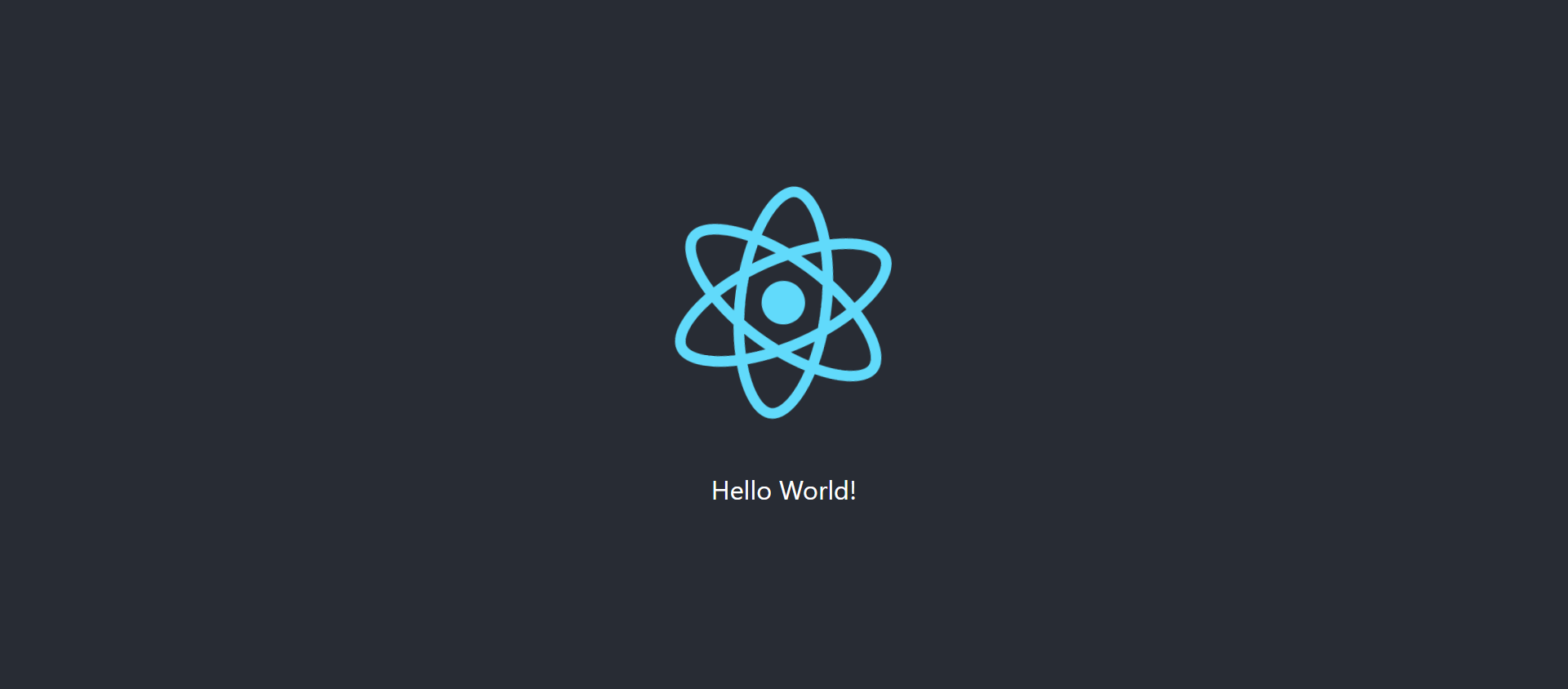 Пример экрана с сообщением Hello World! в приложении React