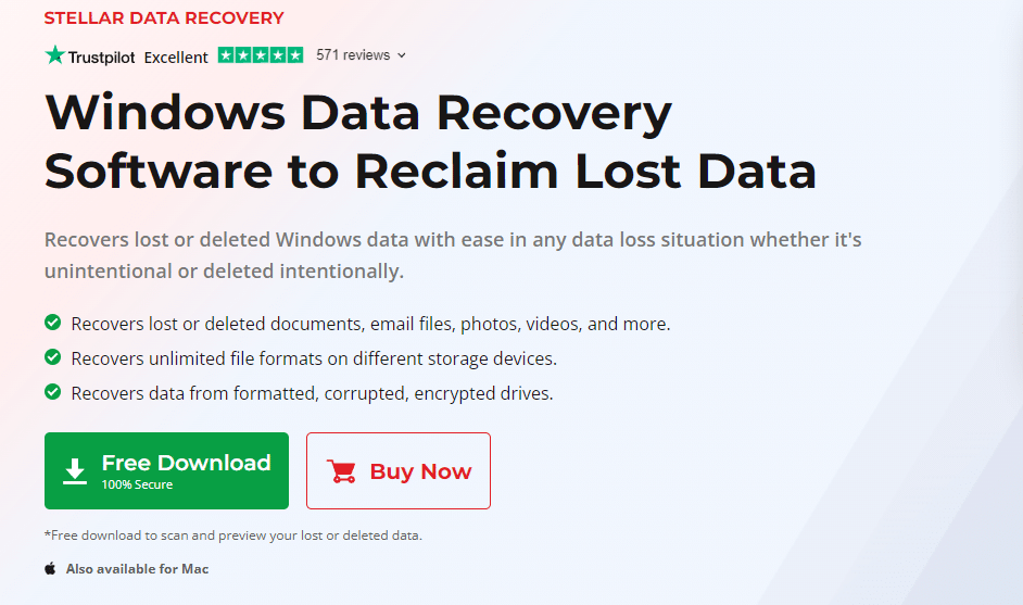 Logo et interface de Stellar Data Recovery montrant l’écran de téléchargement