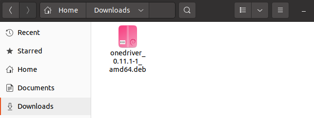 Downloaded .deb file in the Downloads folder