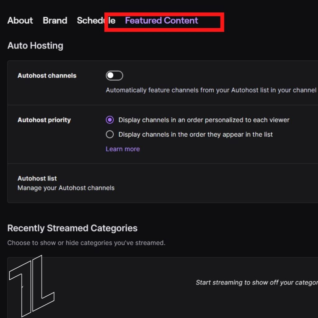 Paramètre Contenu mis en avant montrant Auto-Host