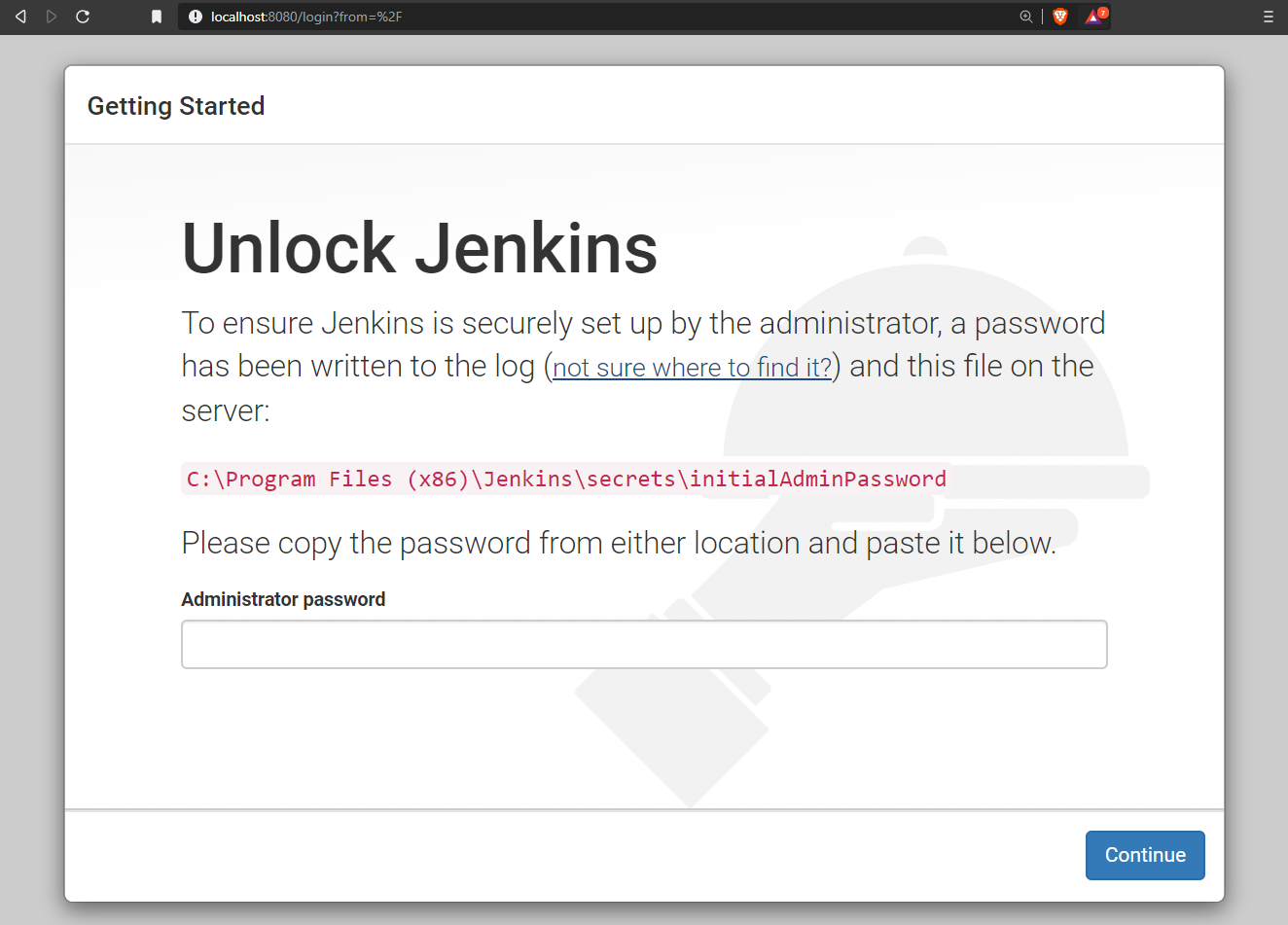 Файл с одноразовым паролем администратора Jenkins