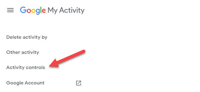 Выберите «Управление действиями» на странице аккаунта Google.