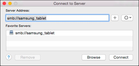 Диалог Подключиться к серверу — список избранных и подключений