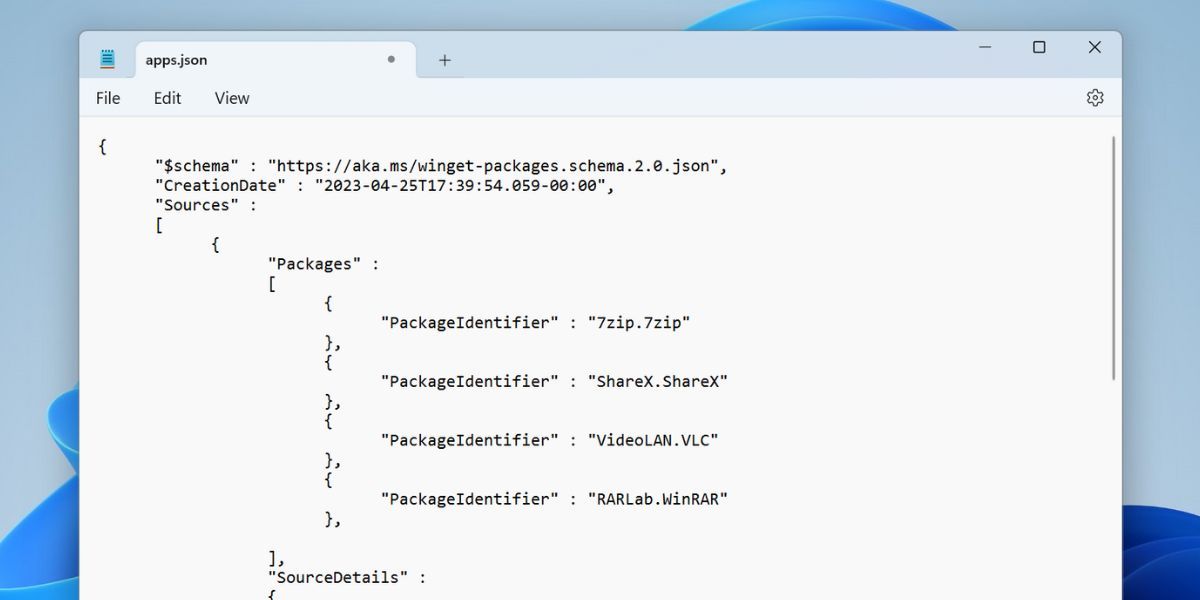 изменённый JSON-файл экспорта