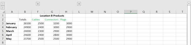 Все группы свернуты с помощью кнопки 1