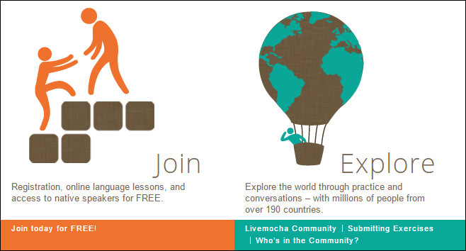 Пример урока и сообщества Livemocha