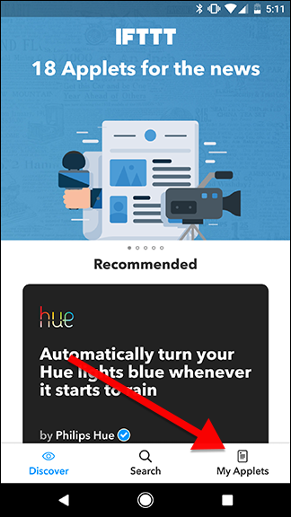 My Applets в IFTTT на Android