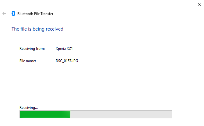 Файл получен по Bluetooth с Android