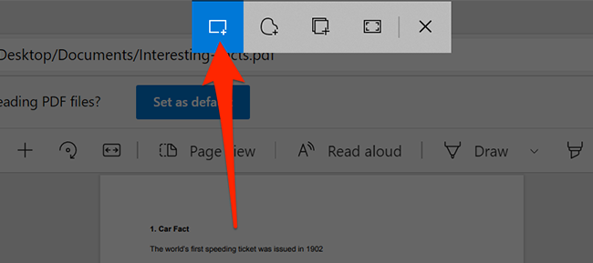 Выберите прямоугольный фрагмент в Snip & Sketch