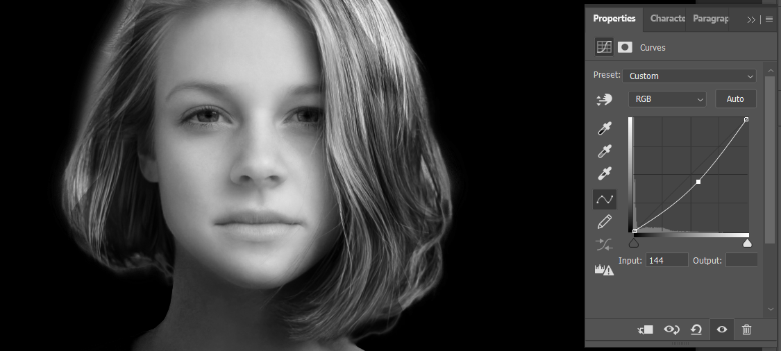 Наложение кривых для затемнения фона