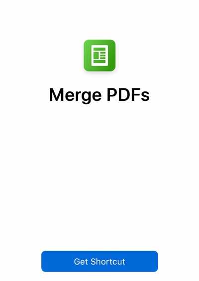 Установка ярлыка Merge PDFs на iPhone