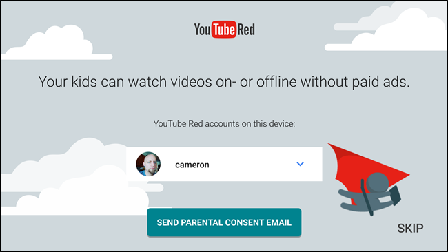 Опция подтверждения подписки YouTube Red для офлайн видео