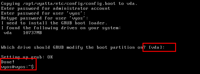 Установка GRUB на диск /dev/vda