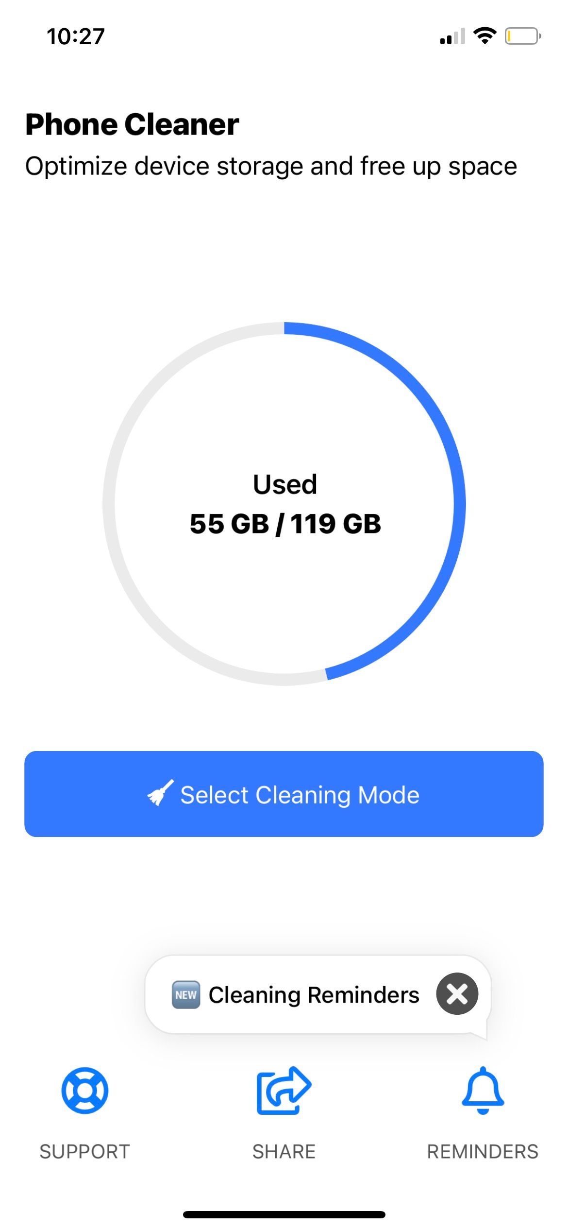 Главный экран Phone Cleaner