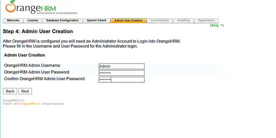 Создание админа в мастере установки