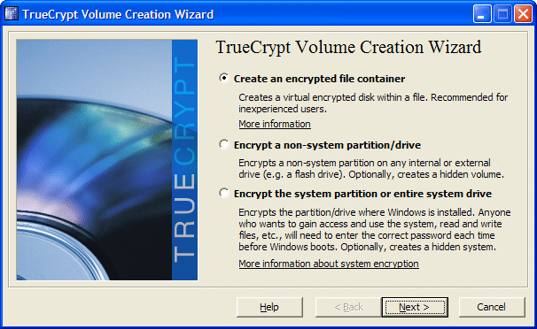 Логотип TrueCrypt на экране, демонстрирующий виртуальный том