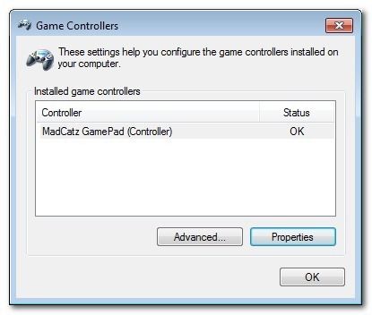 Свойства контроллера Xbox 360 — тестирование осей и кнопок