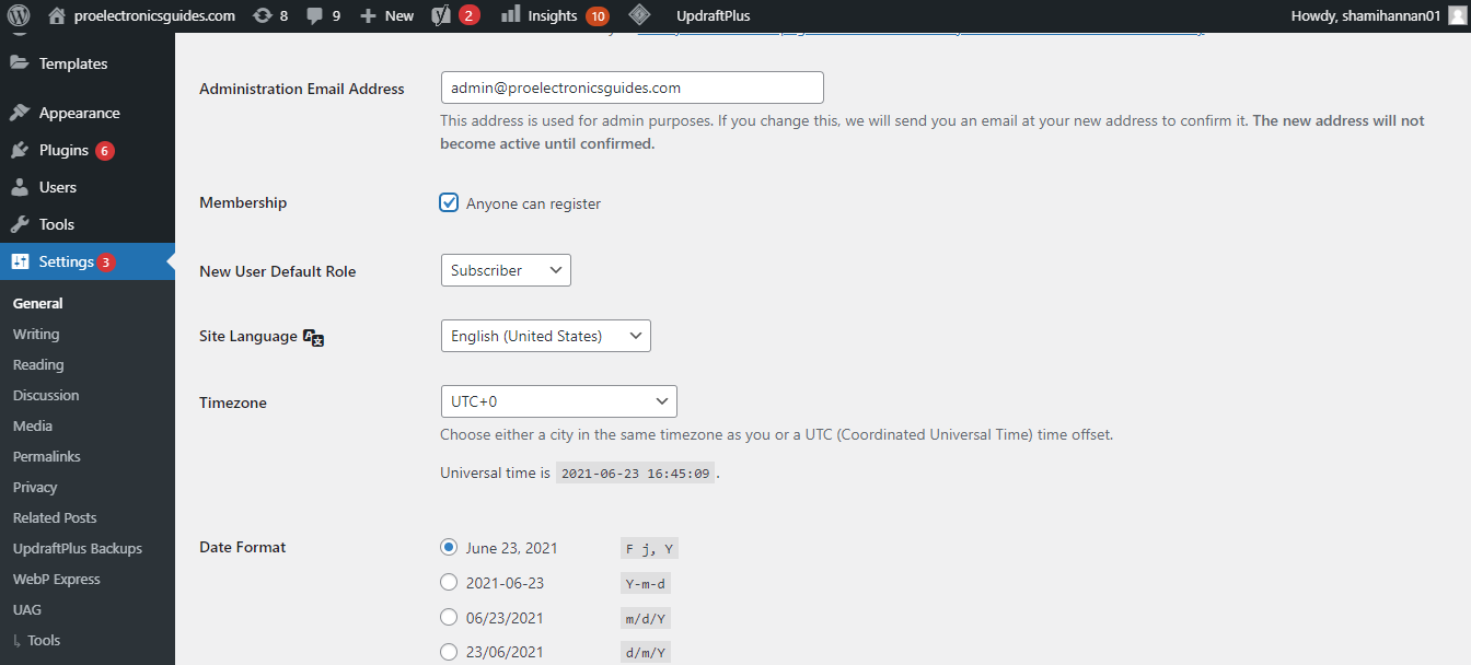 Включение опции регистрации для всех пользователей в настройках Общие