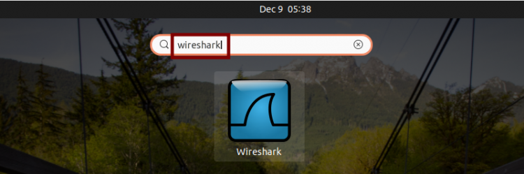 Значок Wireshark в меню