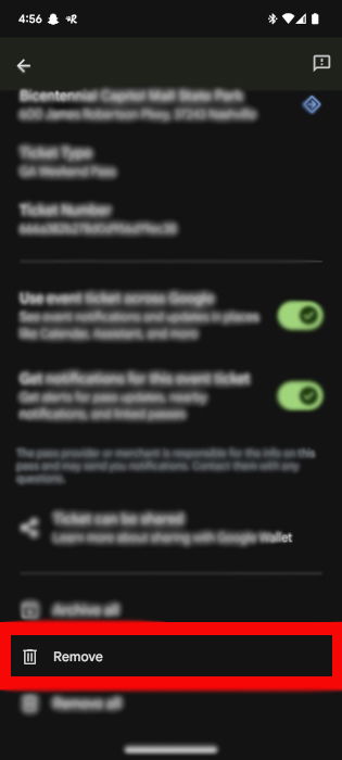 Удаление ID из Google Wallet