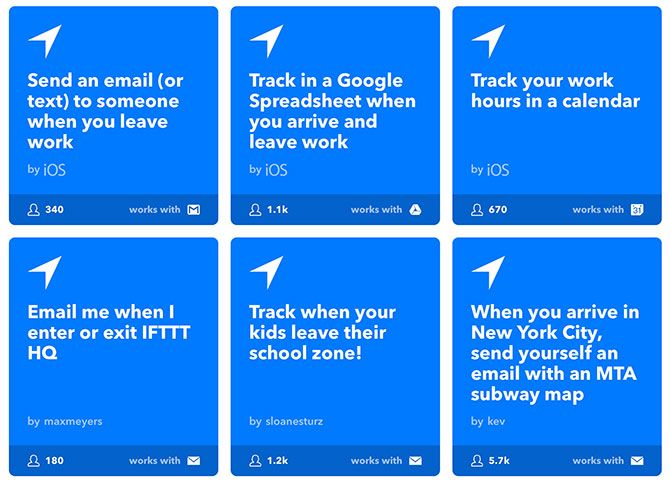 Действия IFTTT по местоположению