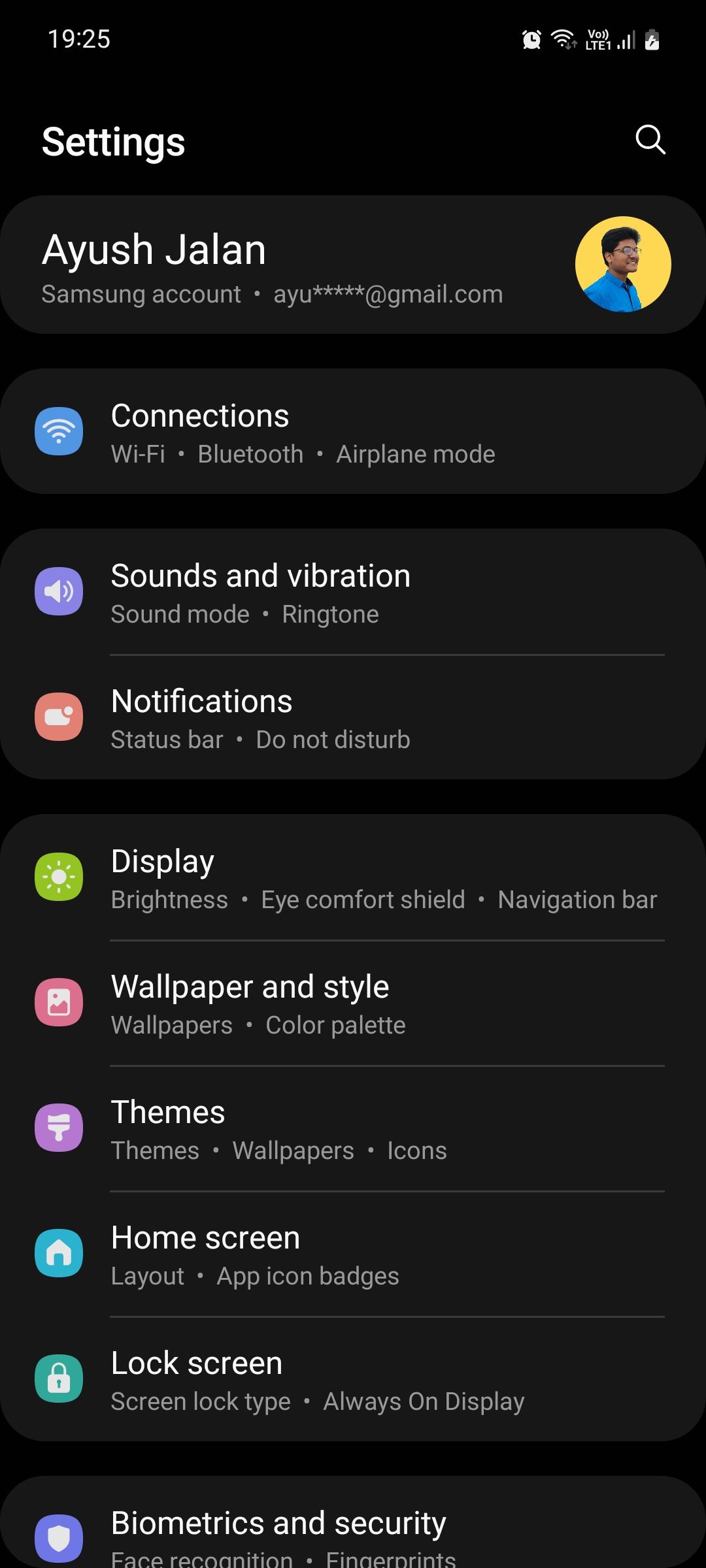 Samsung Galaxy device settings