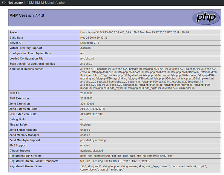 phpinfo