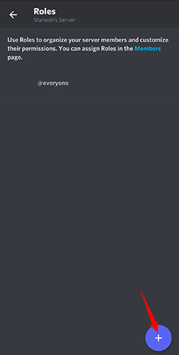 Кнопка добавления роли внизу экрана