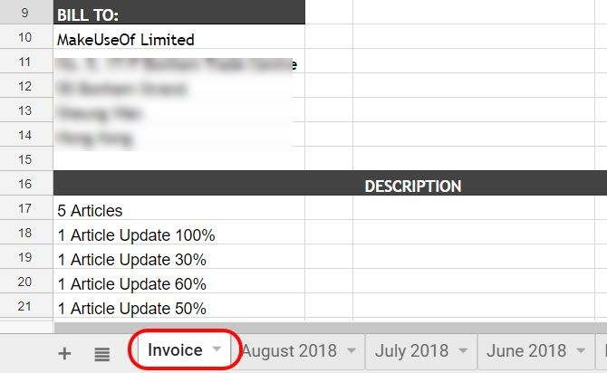 set up invoice