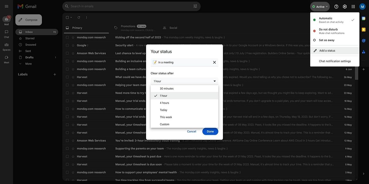 Добавление кастомного статуса в Google Chat