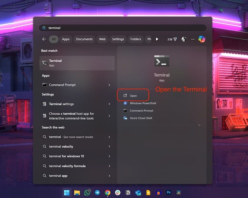 открыть Windows Terminal