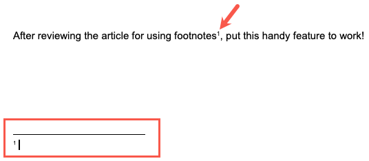Вставленная сноска и индекс на странице